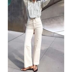 AYR The Secret Sauce Jean Sandstone Cream Ivory Ecru Straight Leg Pants Size 27S